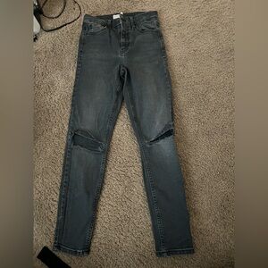 Topshop Jamie Black Denim Jeans ripped knees